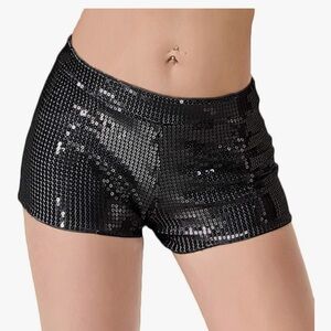 Black Sequin Women's Shorts
